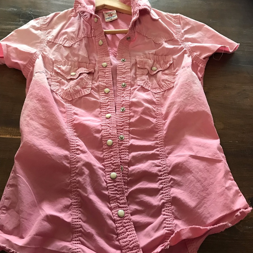 True religion pink western style shirt